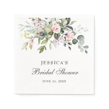 Elegant Watercolor Eucalyptus Bridal Shower Paper Napkins