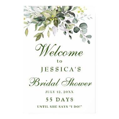 Elegant Watercolor Eucalyptus Bridal Shower Poster