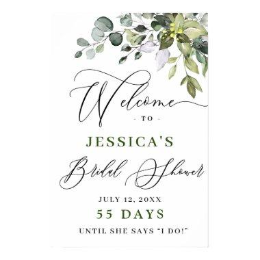 Elegant Watercolor Eucalyptus Bridal Shower Poster