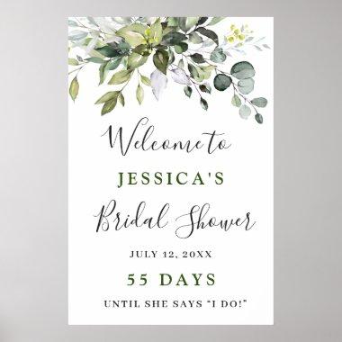 Elegant Watercolor Eucalyptus Bridal Shower Poster