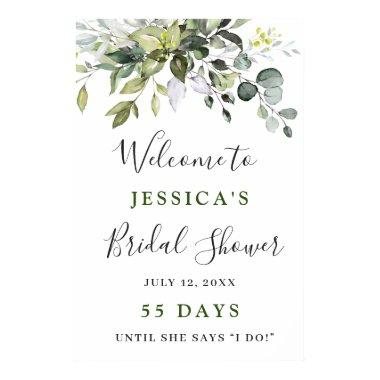 Elegant Watercolor Eucalyptus Bridal Shower Poster