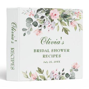 Elegant Watercolor Eucalyptus  Recipe 3 Ring Binder