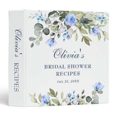 Elegant Watercolor Eucalyptus  Recipe 3 Ring Binder