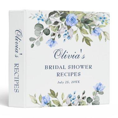 Elegant Watercolor Eucalyptus Bridal Shower Recipe 3 Ring Binder