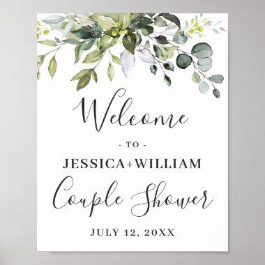 Elegant Watercolor Eucalyptus Couple Shower Poster