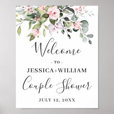 Elegant Watercolor Eucalyptus Couple Shower Poster