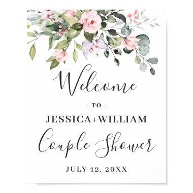 Elegant Watercolor Eucalyptus Couple Shower Poster