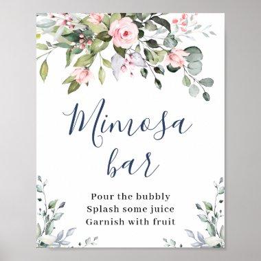 Elegant Watercolor Eucalyptus Mimosa Bar Sign