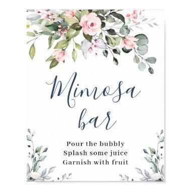 Elegant Watercolor Eucalyptus Mimosa Bar Sign