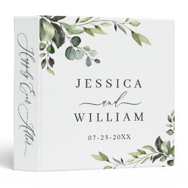 Elegant Watercolor Eucalyptus Wedding Custom 3 Ring Binder