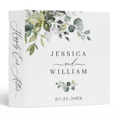 Elegant Watercolor Eucalyptus Wedding Custom 3 Ring Binder