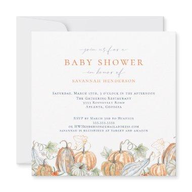 Elegant Watercolor Fall Pumpkin Baby Shower