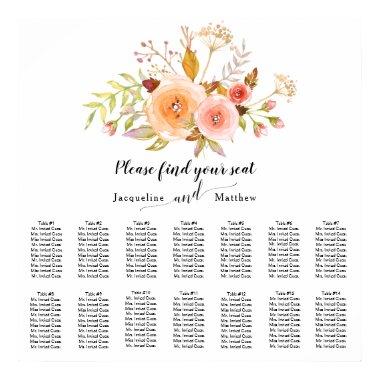 Elegant Watercolor Floral Foliage Seating Chart