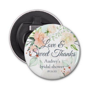 Elegant Watercolor Floral Love and Sweet Thanks Bottle Opener