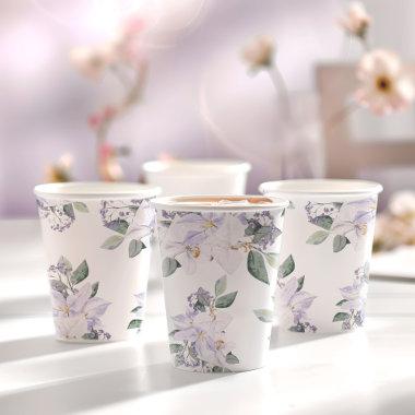 Elegant Watercolor Floral Purple  Paper Cups