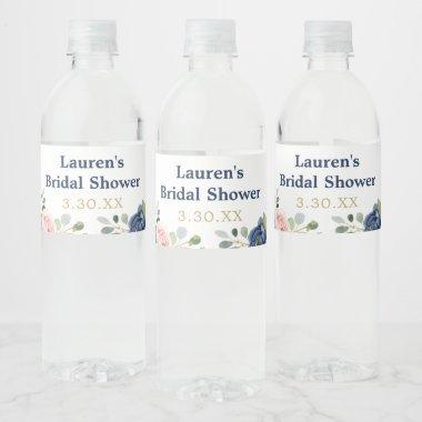 Elegant Watercolor Floral Water Bottle Label