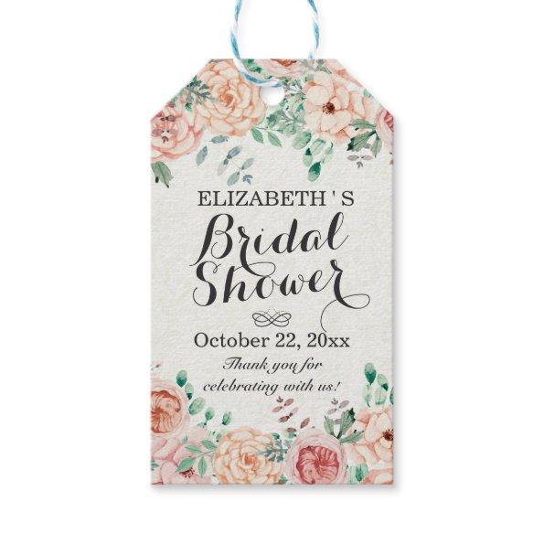 Elegant Watercolor Floral Wedding Bridal Shower Gift Tags