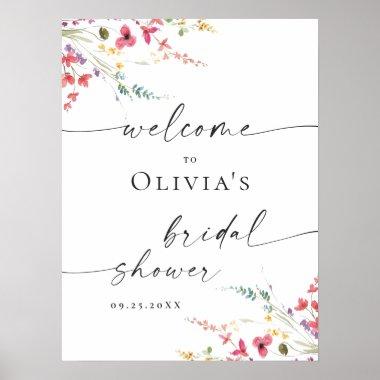 Elegant Watercolor Floral WELCOME Bridal Shower Poster