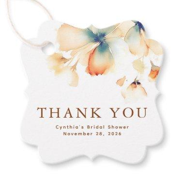 Elegant Watercolor Flowers Thank You Favor Tags