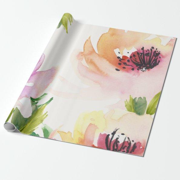 Elegant Watercolor Flowers Wrapping Paper