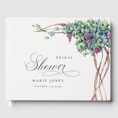 Elegant Watercolor Grapevine Foliage  Guest Book