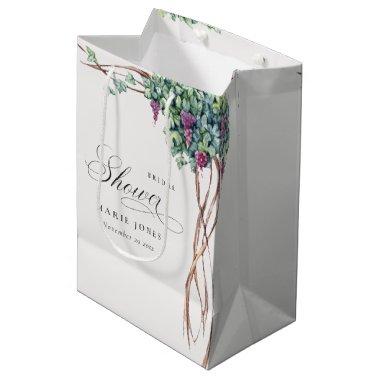 Elegant Watercolor Grapevine Foliage  Medium Gift Bag