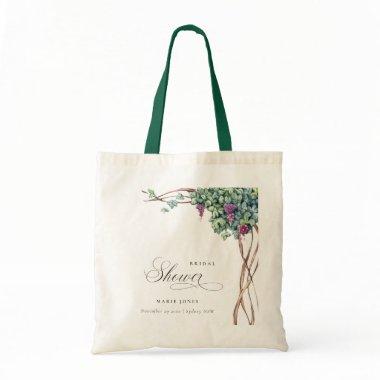 Elegant Watercolor Grapevine Foliage Bridal Shower Tote Bag