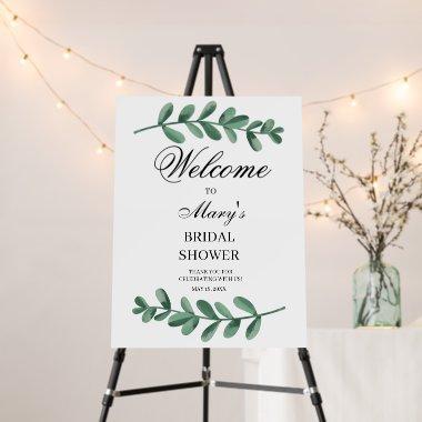 Elegant Watercolor Green Leaves Bridal Shower Foam Board