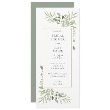 Elegant Watercolor Greenery Bridal Shower Invitations