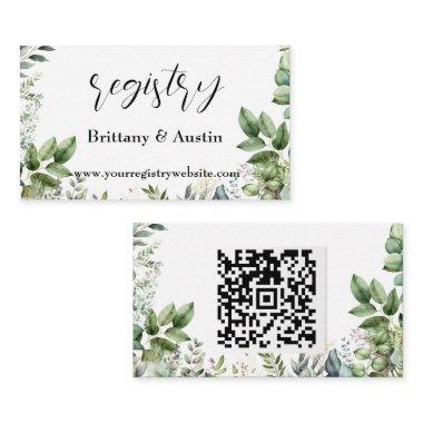 Elegant Watercolor Greenery Wedding QR Registry Enclosure Invitations