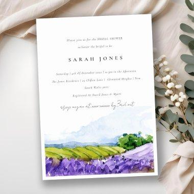 Elegant Watercolor Lavender Fields