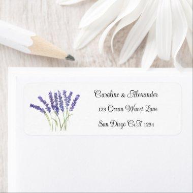 Elegant Watercolor Lavender Herbs Floral Wedding L Label