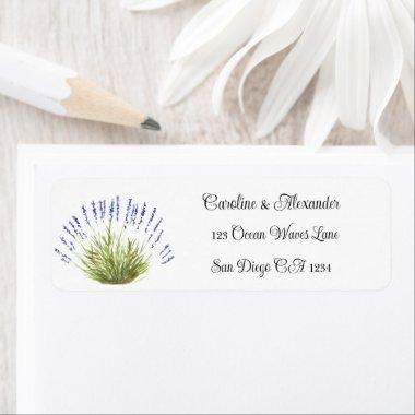 Elegant Watercolor Lavender Herbs Floral Wedding L Label