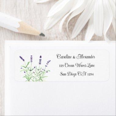 Elegant Watercolor Lavender Herbs Floral Wedding Label