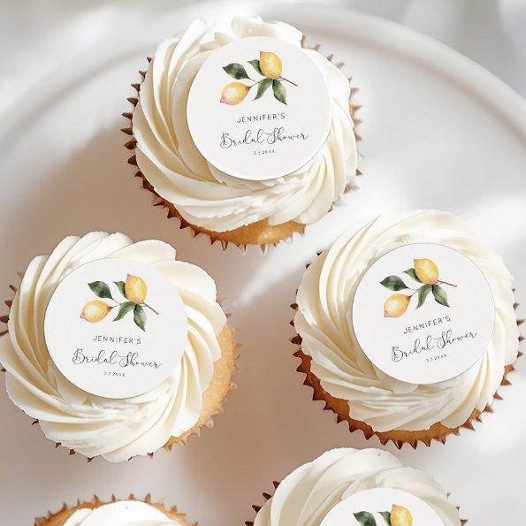 Elegant watercolor lemon  edible frosting rounds