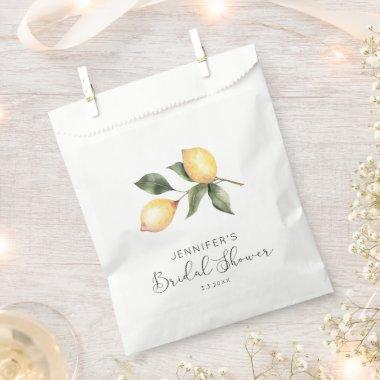 Elegant watercolor lemon bridal shower favor bag