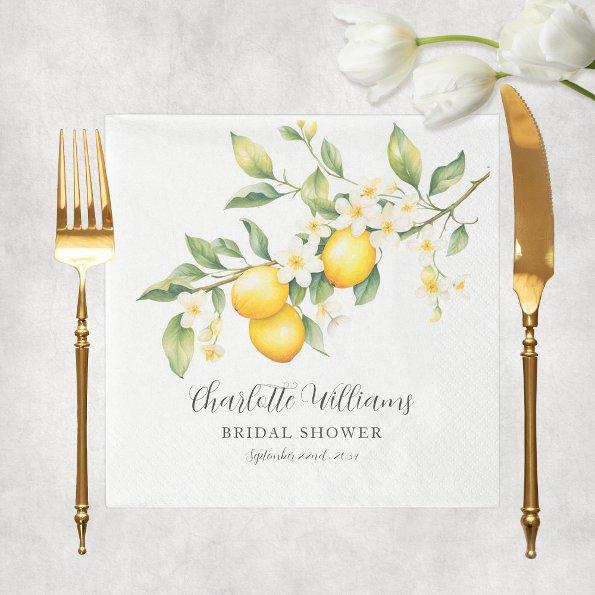 Elegant Watercolor Lemon  Napkins