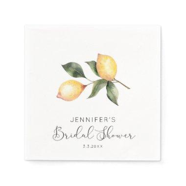 Elegant watercolor lemon bridal shower napkins