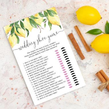 Elegant Watercolor Lemon Wedding Shoe Game Invitations