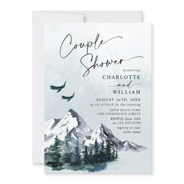 Elegant Watercolor Mountains Couple Shower