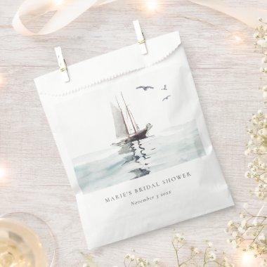 Elegant Watercolor Nautical Sailing Bridal Shower Favor Bag