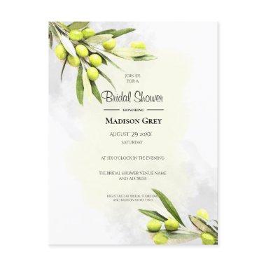 Elegant Watercolor Olive Branches  Invitation Post