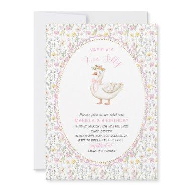 Elegant Watercolor One 2nd Birthday silly goose B