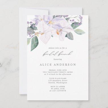 Elegant Watercolor Orchids Greenery Bridal Brunch Invitations