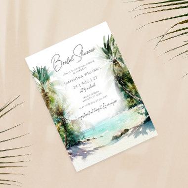 Elegant Watercolor Palm Tree Beach