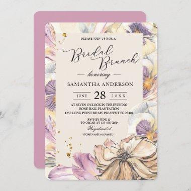 Elegant Watercolor Pansy & Purple Flowers Invitations