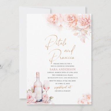 Elegant Watercolor Petals and Prosecco Bridal Show Invitations