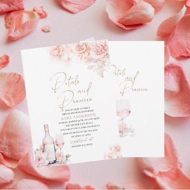 Elegant Watercolor Petals and Prosecco Bridal Show Invitations
