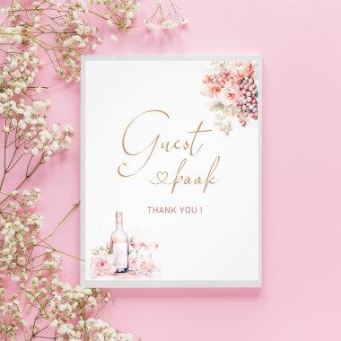 Elegant Watercolor Petals and Prosecco Pink floral Photo Print