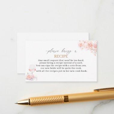 Elegant Watercolor Pinc Flowers Recipe Invitations bridal